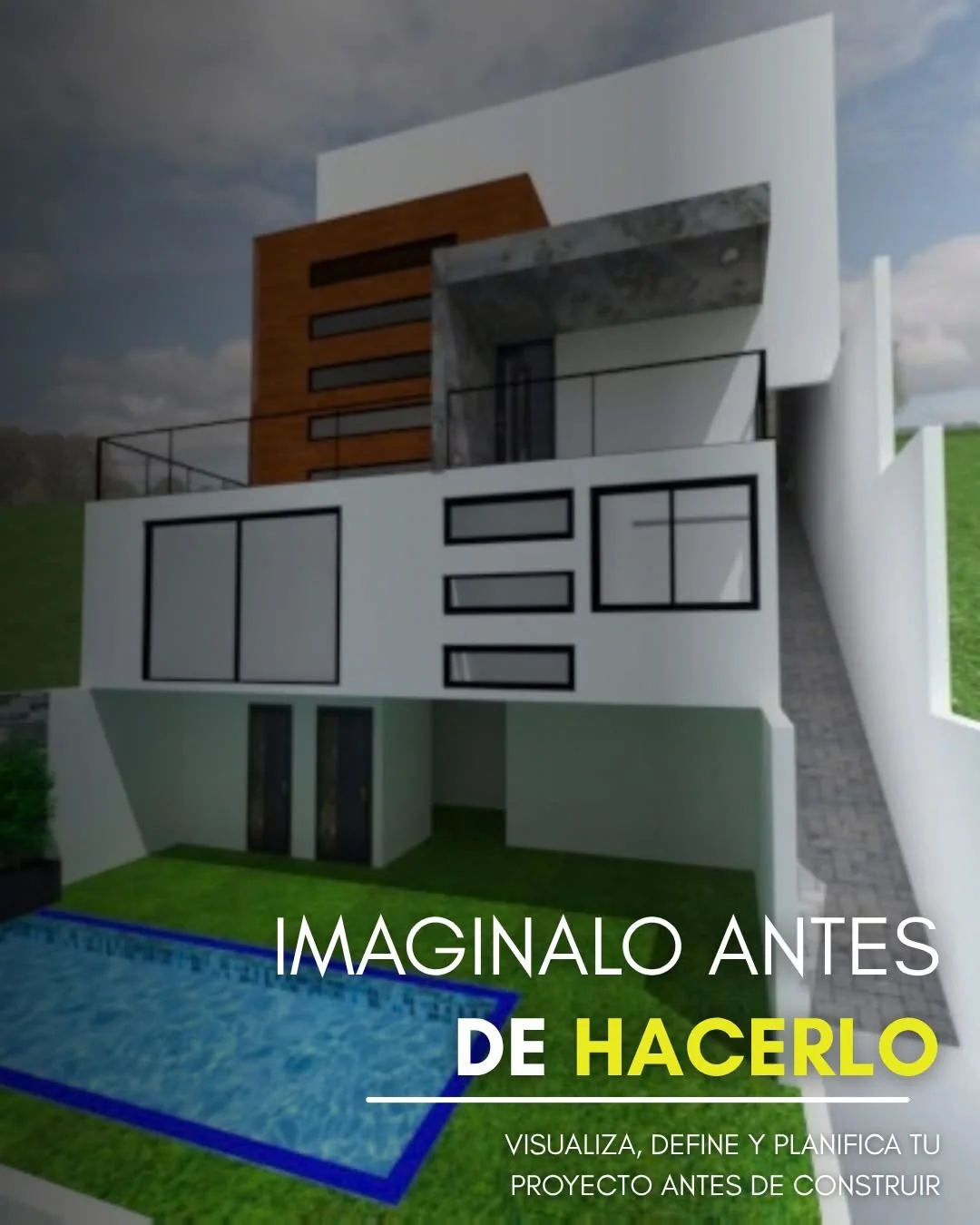 Visualización arquitectónica de residencia moderna